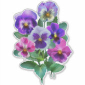Bouquet of Violets Pansy Flowers Sticker (Voorkant)