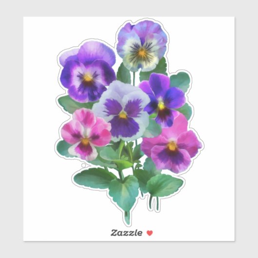 Bouquet of Violets Pansy Flowers Sticker (Vel)
