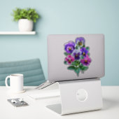Bouquet of Violets Pansy Flowers Sticker (Laptop op bureau)
