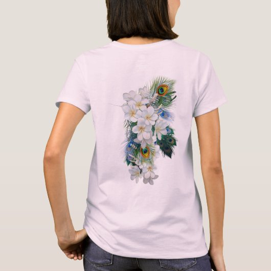 Bouquet of White Flowers, Peacock Feathers T-shirt (Achterkant)