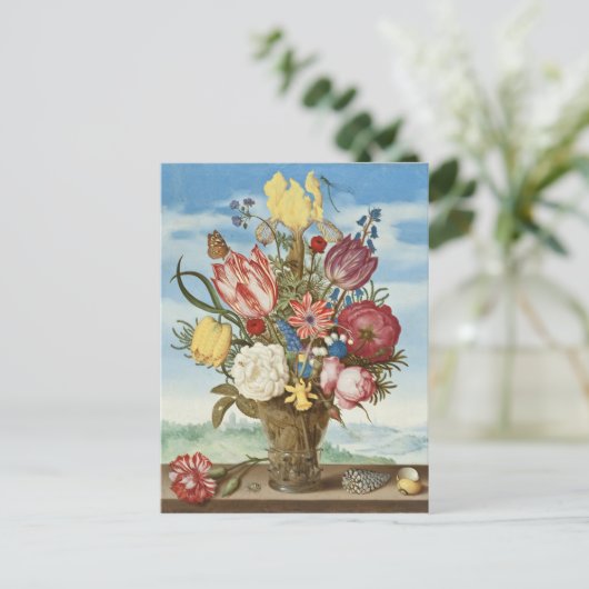 Bouquet op de Ledge Ambrosius Bosschaert Briefkaart (Staand voorkant)
