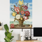 Bouquet op de Ledge Ambrosius Bosschaert Poster (Thuiskantoor)