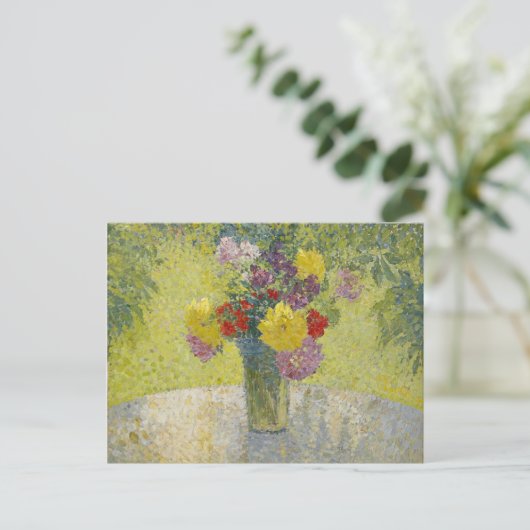 Bouquet op tafel van Martin Briefkaart (Staand voorkant)