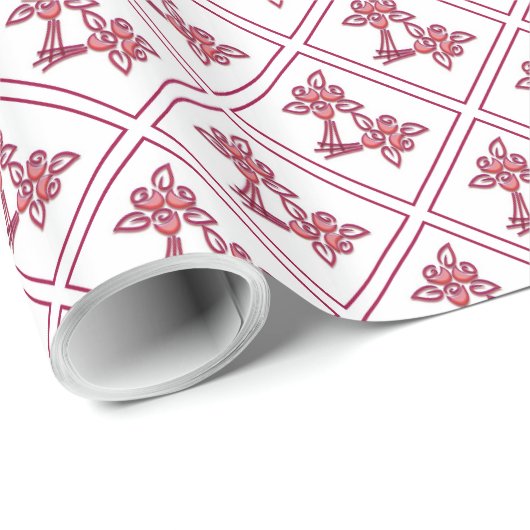 Bouquet Print Red Cadeaupapier (Rol Hoek)