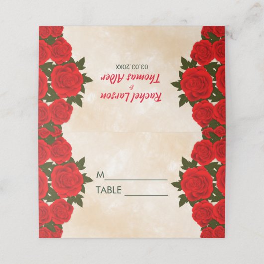 Bouquet Rd Rozen Plaatskaartje (Buitenkant ongevouwen)