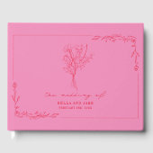 Bouquet Red + roze bruiloft Gastenboek (Voorkant)
