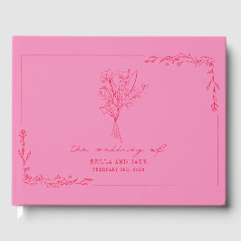Bouquet Red + roze bruiloft Gastenboek