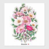 Bouquet roze en White Wild Roos Flowers Sticker (Vel)