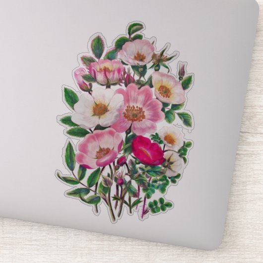Bouquet roze en White Wild Roos Flowers Sticker (Detail)