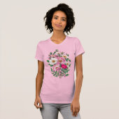 Bouquet roze en White Wild Roos Flowers T-shirt (Voorkant volledig)