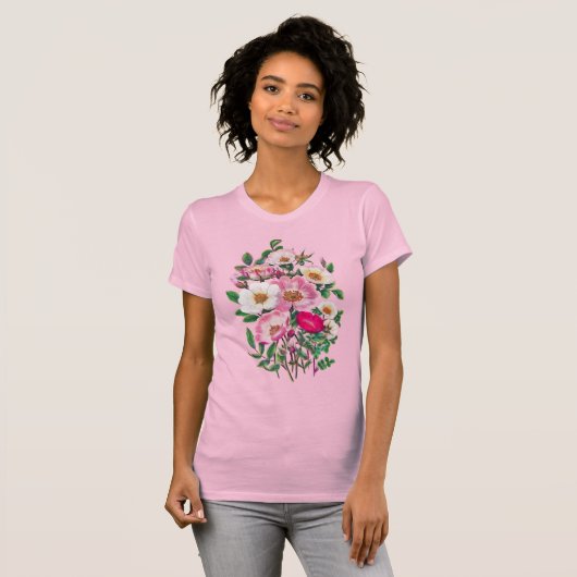 Bouquet roze en White Wild Roos Flowers T-shirt