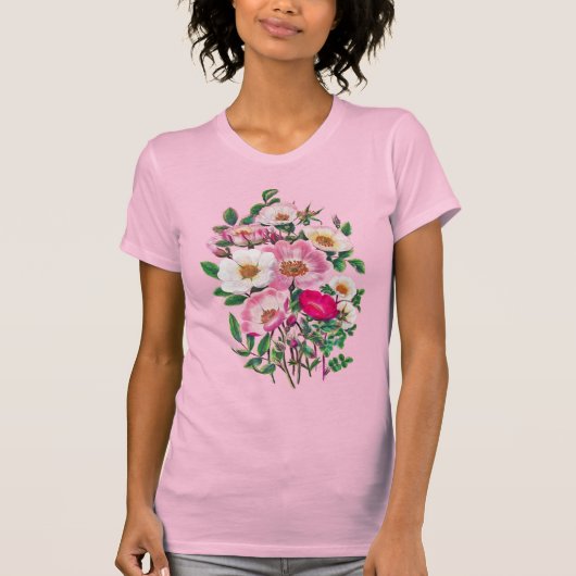 Bouquet roze en White Wild Roos Flowers T-shirt (Voorkant)