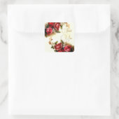 Bouquet roze rozen - dank u Vierkante Sticker (Tas)