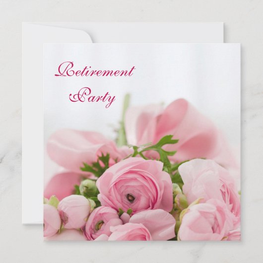 Bouquet roze rozen retirement kaart (Voorkant)