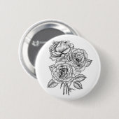 Bouquet rozen in zwart-wit ronde button 5,7 cm (Voorkant /achterkant)