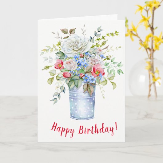 Bouquet Rozen Wenskaart Kaart (Gele Bloem)