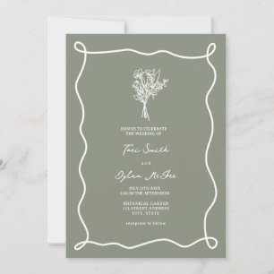 Bouquet Swirl Sage Green Wedding Kaart