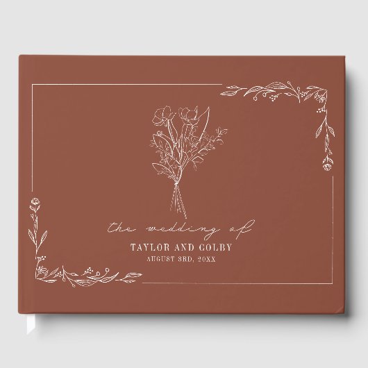 Bouquet Terracotta Rustic Wedding Guest Book Gastenboek (Voorkant)