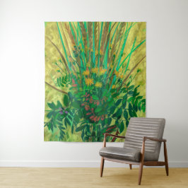 Bouquet uit de Finse baai, bloemen, groen Wandkleed