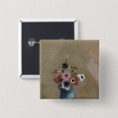 Bouquet van anemonen vierkante button 5,1 cm (Voorkant /achterkant)