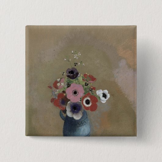 Bouquet van anemonen vierkante button 5,1 cm (Voorkant)