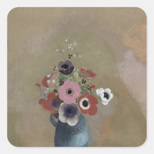 Bouquet van anemonen vierkante sticker (Voorkant)