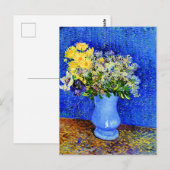 Bouquet van Bloemen in een Blauwe Vase Briefkaart (Voorkant / Achterkant)