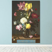 Bouquet van Bloemen in een Glass Vase Canvas Afdruk (Insitu (Houten vloer))