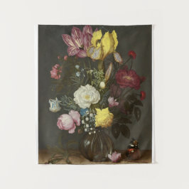 Bouquet van Bloemen in een Glass Vase Wandkleed