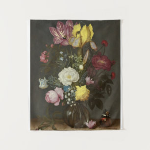 Bouquet van Bloemen in een Glass Vase Wandkleed