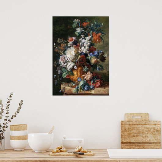 Bouquet van Bloemen in een Urn Poster (Keuken)