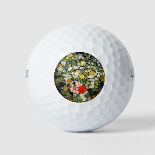 Bouquet van Bloemen in een Vase Golfballen (Voorkant)