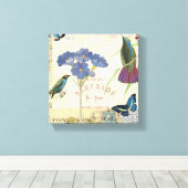  Bouquet van Bloemen, Vogels en buiken Canvas Afdruk (Insitu (Houten vloer))