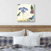  Bouquet van Bloemen, Vogels en buiken Canvas Afdruk (Insitu (Slaapkamer))