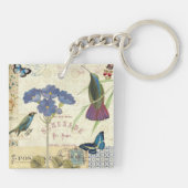 Bouquet van Bloemen, Vogels en Butterflies Sleutelhanger (Achterkant)