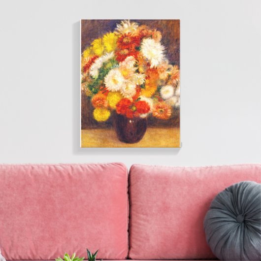 Bouquet van Chrysanthema van Auguste Renoir Nog Canvas Afdruk (Insitu (Woonkamer))