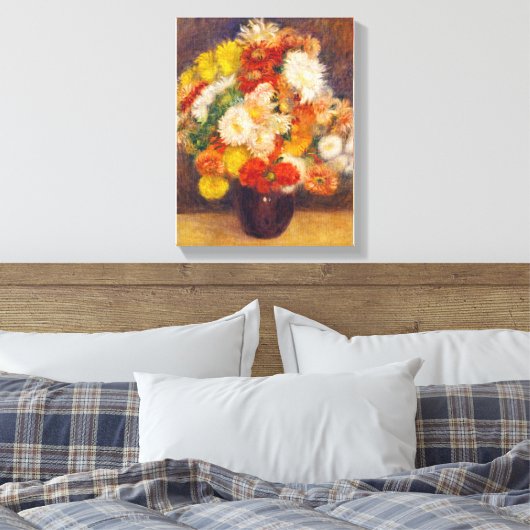 Bouquet van Chrysanthema van Auguste Renoir Nog Canvas Afdruk (Insitu (Slaapkamer))