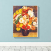 Bouquet van Chrysanthema van Auguste Renoir Nog Canvas Afdruk (Insitu (Houten vloer))