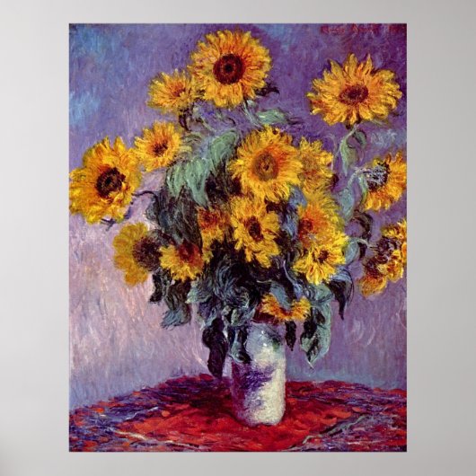 Bouquet van Claude Monet over zonnebloemen Poster (Voorkant)
