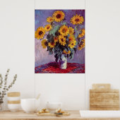 Bouquet van Claude Monet over zonnebloemen Poster (Keuken)