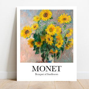 Bouquet van Claude Monet over zonnebloemen Poster