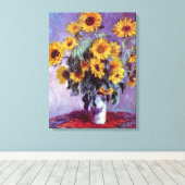 Bouquet van de Zonnebloem door Claude Monet,  Kuns Canvas Afdruk (Insitu (Houten vloer))