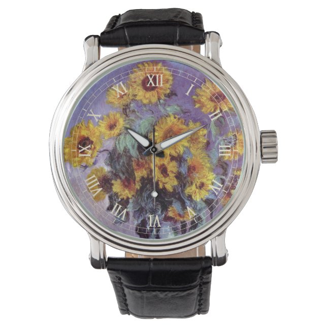 Bouquet van de Zonnebloem door Claude Monet,  Kuns Horloge (Voorkant)