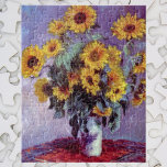 Bouquet van de Zonnebloem door Claude Monet,  Kuns Legpuzzel<br><div class="desc">Bouquet of Sunflower (1881) van Claude Monet is een impressionistisch schilderij met mooie kunstflorale stille levenden. Gele bloeiende bloemen uit de tuin. Een bouquet van de zonnebloem van het zomerseizoen in een vaas. Over de kunstenaar: Claude Monet (1840-1926) was een oprichter van de Franse impressionistische schilderbeweging, waarbij de meeste schilderijen...</div>