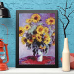 Bouquet van de Zonnebloem door Claude Monet,  Kuns Poster<br><div class="desc">Bouquet of Sunflower (1881) van Claude Monet is een impressionistisch schilderij met mooie kunstflorale stille levenden. Gele bloeiende bloemen uit de tuin. Een bouquet van de zonnebloem van het zomerseizoen in een vaas. Over de kunstenaar: Claude Monet (1840-1926) was een oprichter van de Franse impressionistische schilderbeweging, waarbij de meeste schilderijen...</div>