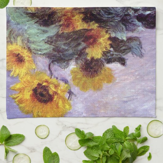 Bouquet van de Zonnebloem door Claude Monet,  Kuns Theedoek (Gevouwen)