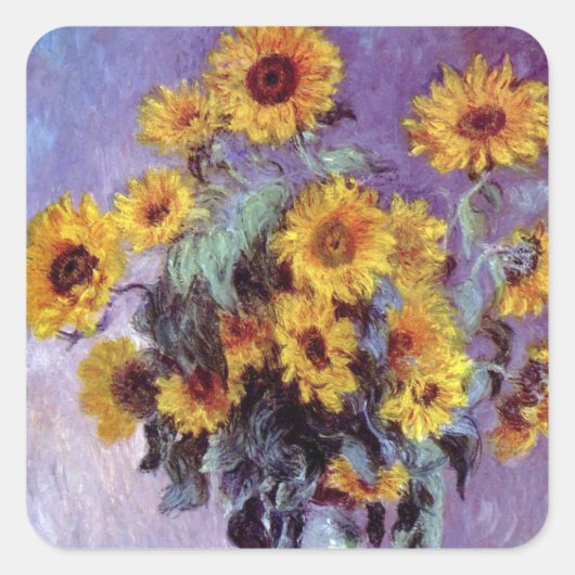 Bouquet van de Zonnebloem door Claude Monet, Kuns Vierkante Sticker (Voorkant)