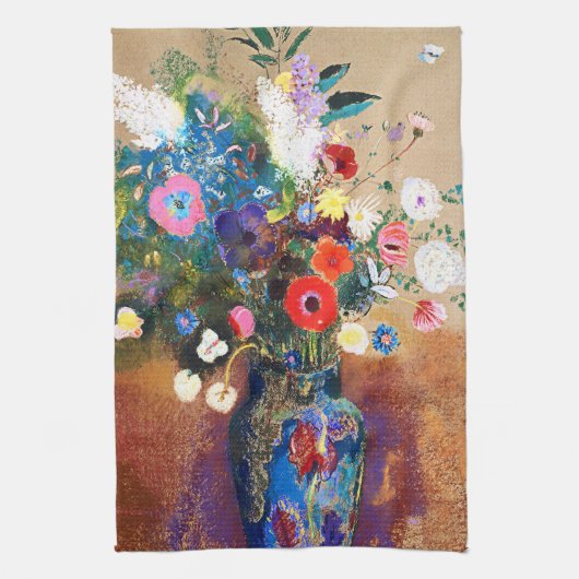 Bouquet van Flowers door Odilon Redon Theedoek (Verticaal)