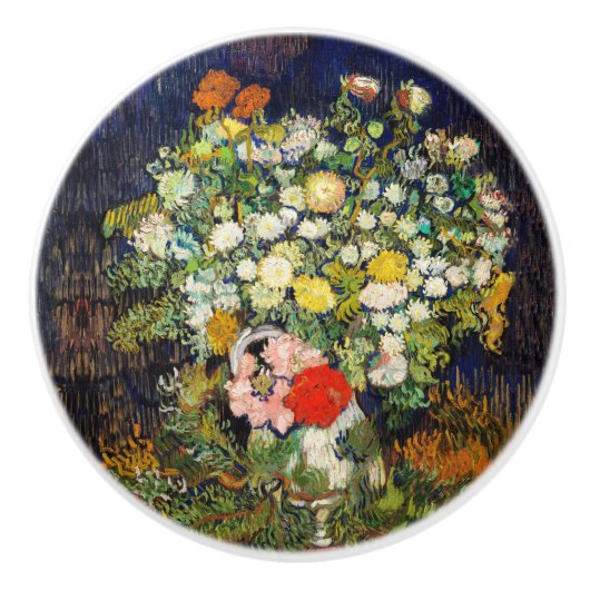 Bouquet van Flowers in een Vase door Vincent Van G Keramische Knop (Voorkant)