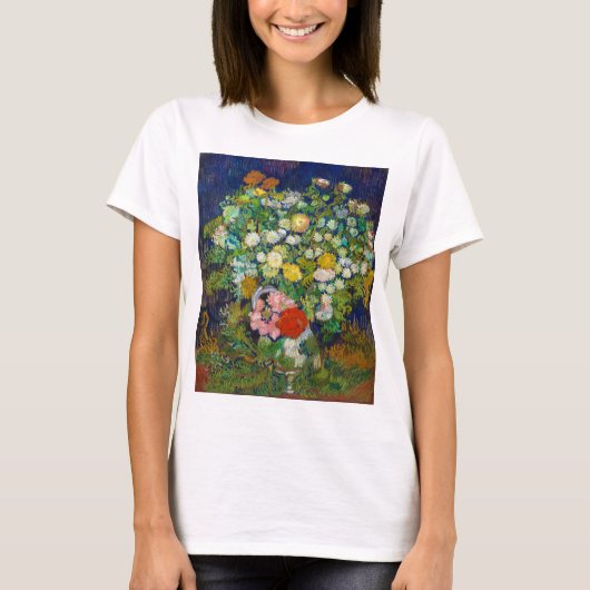Bouquet van Flowers in een Vase, Van Gogh T-shirt (Voorkant)